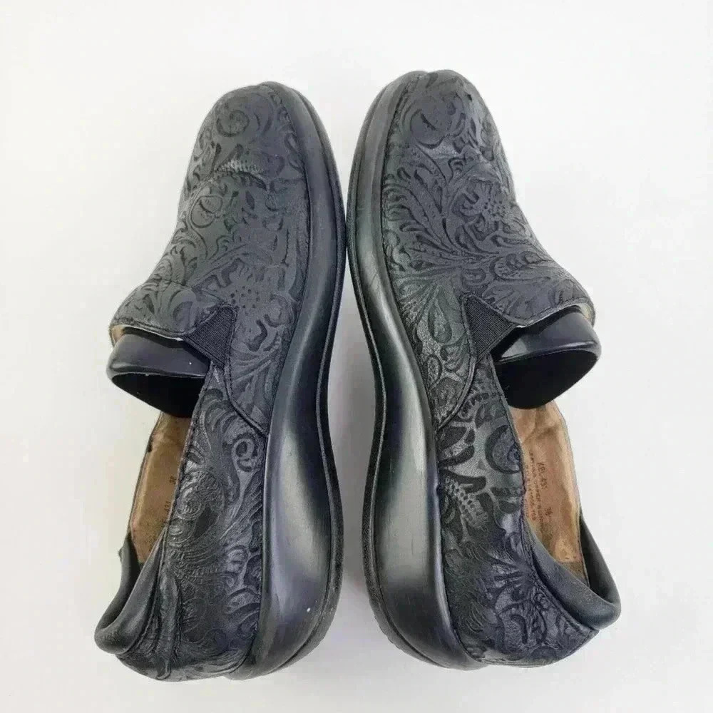 Alegria Keli PRO Black Emboss Paisley Slip On Loafer Platform Clogs - 7 - 7.5 - Picture 10 of 10